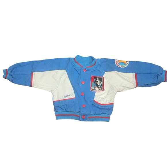 HTF Vintage 90s Thomas the Tank Engine Jacket 4T Patches Bomber Doe Spun Company - Picture 1 of 16